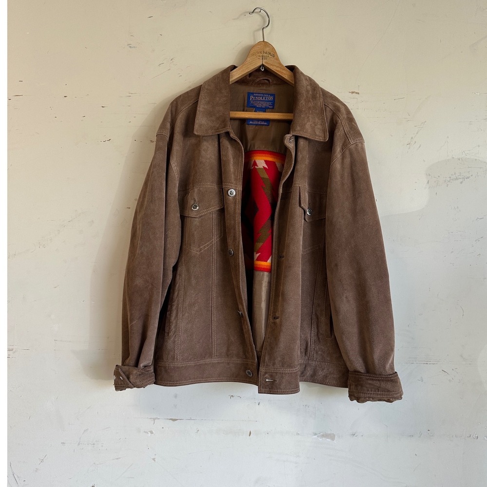 Vintage Pendleton High Grade Western Wear Suede Leather Jacket Blanket Lined